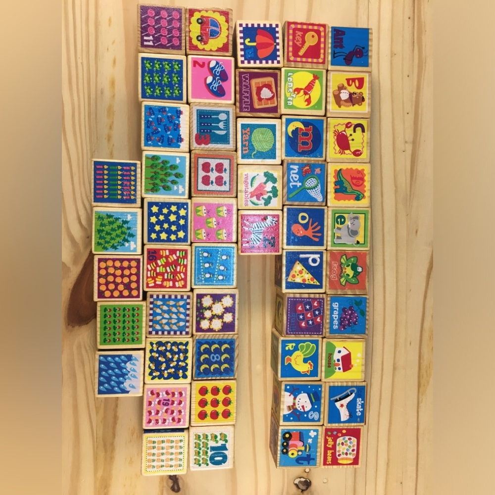 Set of 50 Wooden Alphabet & Number Blocks ABC 1–25 Educational Toy Multicolor